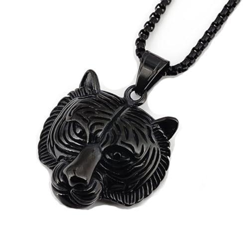 Caiduoduo Retro Punk Dreidimensionale Tiger Kopf Anhänger Tier Halskette für Männer Frauen Hip Hop Rock Rapper Schmuck Geschenk von Caiduoduo