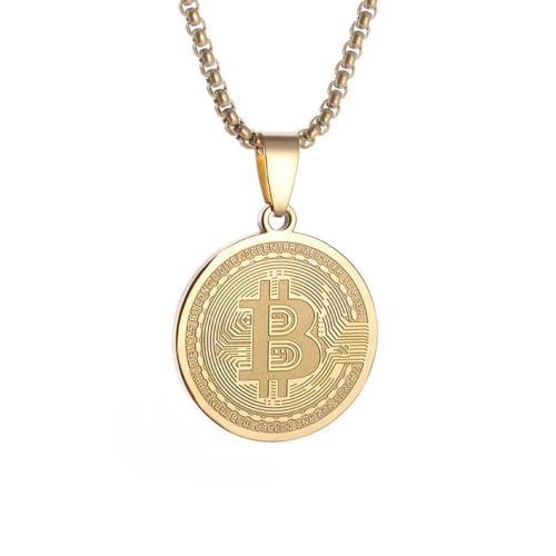 Caiduoduo Stainless Steel Bitcoin Digital Pendant Crypto World Currency Bitcoin Simbol Necklace for Men Women Gift von Caiduoduo