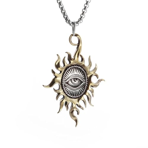 Caiduoduo Vintage All Seeing Eye of The Sun God Anhänger Halskette für Männer Frauen Amulett Rock Party Modeschmuck Geschenk von Caiduoduo