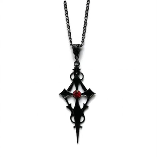 Caiduoduo Vintage Schwarz Spitzkreuz Dolch Vampir Anhänger Gothic Schmuck Zubehör Damen Halskette Schmuck Geschenk von Caiduoduo