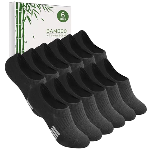 Caldodo Bambus Sneaker Socken Damen 35-38 39-42 Füsslinge Herren, 6 Paar Füßlinge Sneakersocken Sportsocken, Geschenke für Frauen, Laufsocken Unsichtbare Anti Schweiß Socken, Schwarz von Caldodo