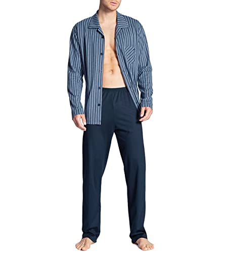 CALIDA Relax Imprint Pyjama, durchgeknöpft Herren, aus 100% Baumwolle, Hose mit stoffbezogenem Gummibund von CALIDA