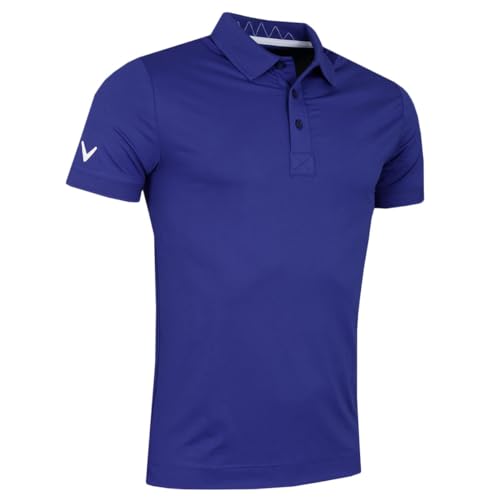 Callaway Golf Herren solide gerippte Stretch Polo-Hemd - Clematis Blau - XL von Callaway Apparel