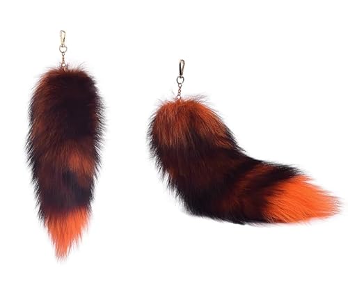 Calonia Fuchsschwanz Anhänger Kunstfell Foxtail Orange Fuchschwanz Antenne Extra Groß Schlüsselanhänger Tasche Zusätze Tasche Anhänger Auto Weich Flaumig Dicht Dekoration etwa 40cm von Calonia