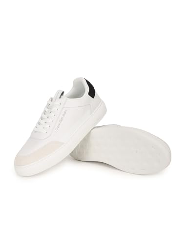 Calvin Klein Herren Cupsole Sneaker Casual High/Low Freq Schuhe, Weiß (White/Creamy White/Black), 44 von Calvin Klein Jeans