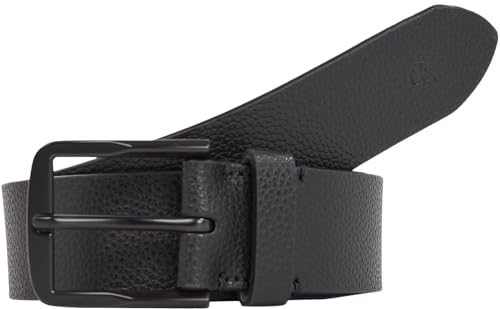 Calvin Klein Jeans Herren Gürtel Classic Flat aus Leder, Schwarz (Black/Black), 105 cm von Calvin Klein Jeans