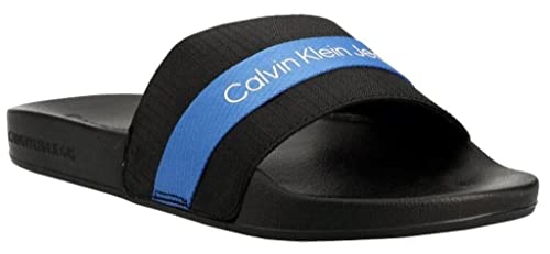 Calvin Klein Jeans Herren Badeschuhe Badelatschen, Schwarz (Black/Imperial Blu), 42 von Calvin Klein Jeans