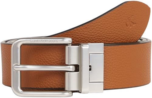 Calvin Klein Jeans Herren Gürtel Classic Belt aus Leder, Mehrfarbig (Black/Cognac), 135 cm von Calvin Klein Jeans