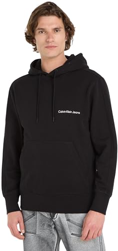 Calvin Klein Jeans Herren Hoodie Institutional mit Kapuze, Schwarz (Ck Black), L von Calvin Klein Jeans