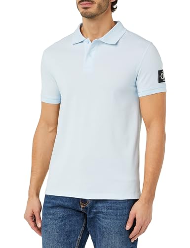 Calvin Klein Jeans Herren Poloshirt Kurzarm Badge Polo Regular Fit, Blau (Keepsake Blue), S von Calvin Klein Jeans