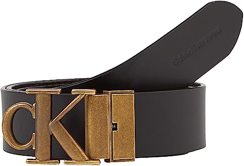 Calvin Klein Jeans Herren RO MP REV/ADJ LTHR Belt 35MM Gürtel, Black/Bitter Brown, 85 von Calvin Klein Jeans