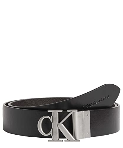 Calvin Klein Jeans Herren Round Mono Plaque REV Belt 35MM K50K509884 Gürtel, Schwarz (Black/Bitter Brown), 90 von Calvin Klein Jeans