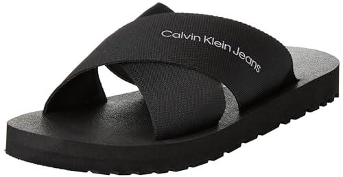 Calvin Klein Jeans Herren Sandalen Cross Slip-On Sommer, Schwarz (Triple Black), 45 von Calvin Klein Jeans