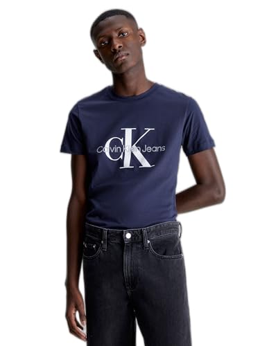 Calvin Klein Jeans Herren T-Shirt Kurzarm Core Monologo Slim Fit , Blau (Night Sky), 3XL von Calvin Klein Jeans