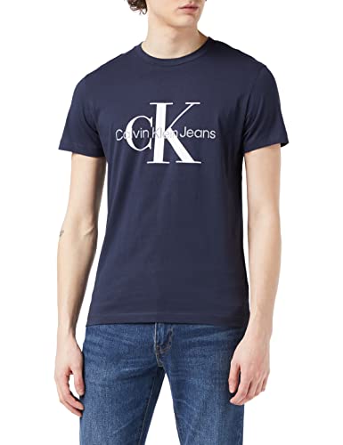 Calvin Klein Jeans Herren T-Shirt Kurzarm Core Monologo Slim Fit , Blau (Night Sky), L von Calvin Klein Jeans