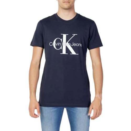 Calvin Klein Jeans Herren T-Shirt Kurzarm Core Monologo Slim Fit , Blau (Night Sky), XS von Calvin Klein Jeans