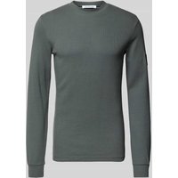 Calvin Klein Jeans Longsleeve mit gerippten Abschlüssen in Mittelgrau, Größe XXL von Calvin Klein Jeans