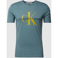 Calvin Klein Jeans T-Shirt mit Label-Print in Rauchblau, Größe XL von Calvin Klein Jeans