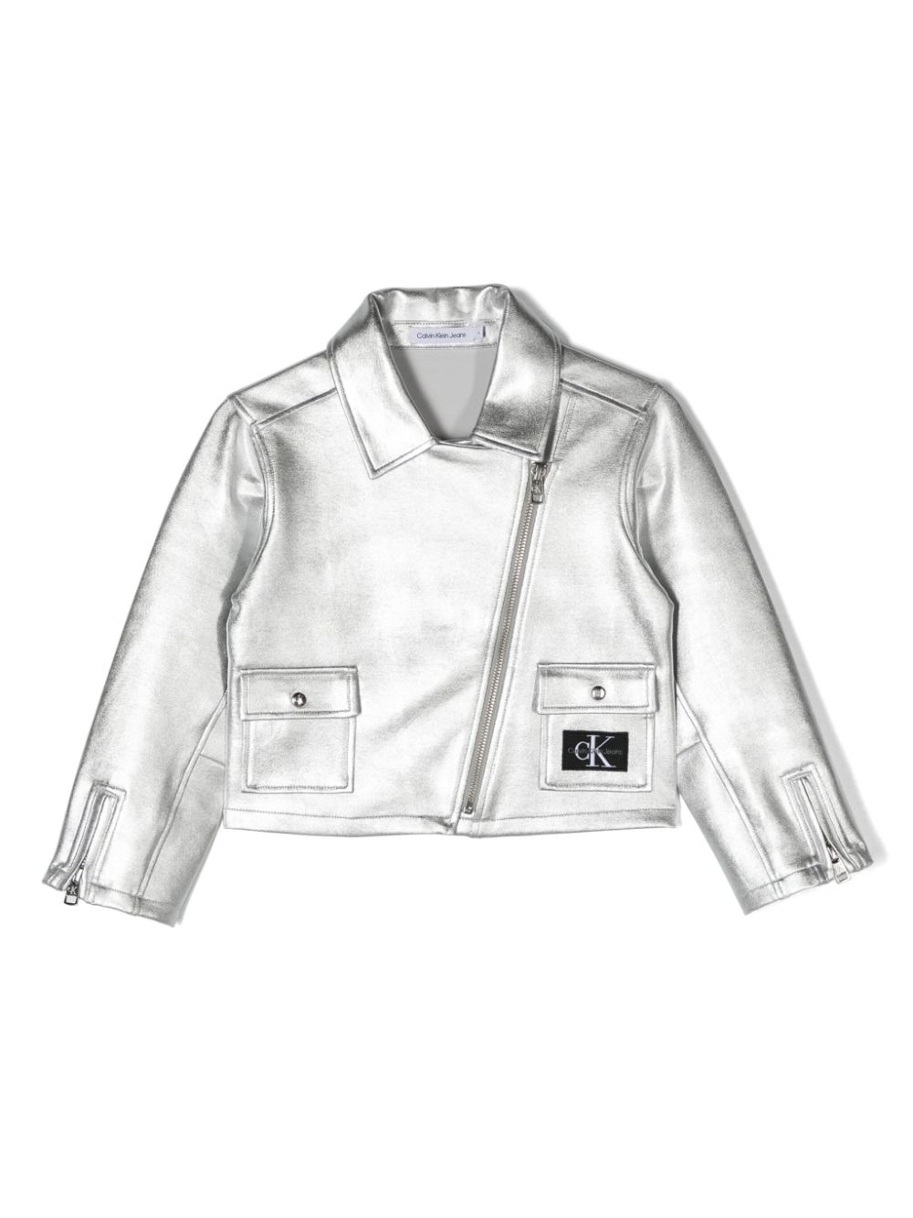 Calvin Klein Kids Jersey-Bikerjacke im Metallic-Look - Silber von Calvin Klein Kids