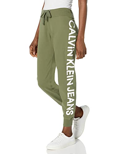 Calvin Klein Damen Logo Cozy Fleece Jogger Trainingshose, Bonsai, X-Klein von Calvin Klein