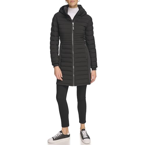 Calvin Klein Damen Long Light-Weight Puffer Jacket Daunenmantel, Schwarz, M von Calvin Klein