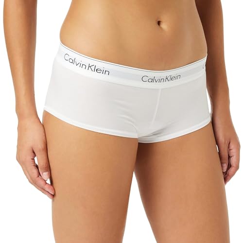 Calvin Klein Damen Hipster Boyshort Baumwolle mit Stretch, Weiß (White), S von Calvin Klein