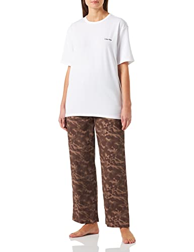 Calvin Klein Damen Pyjama-Set Lang, Braun (Floral Shadows/Mauve), S von Calvin Klein