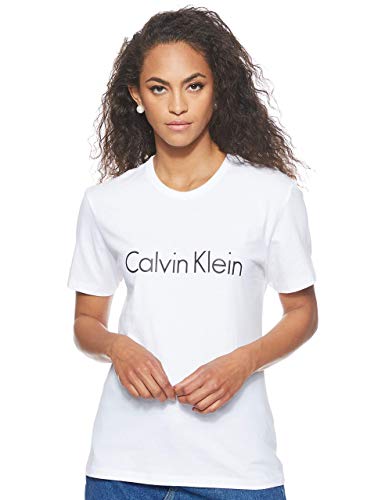 Calvin Klein Damen T-Shirt Kurzarm Rundhalsausschnitt, Weiß (White), S von Calvin Klein