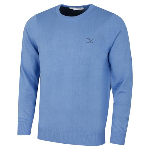 Calvin Klein Golf Herren Rundhals-Tour Sweater - Blau Marl - S von Calvin Klein