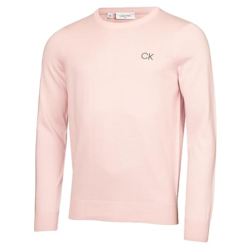 Calvin Klein Golf Herren Rundhals-Tour Sweater - Rosa - L von Calvin Klein