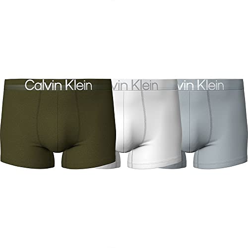 Calvin Klein Herren 3er-Pack Boxershorts Trunk 3Pk mit Stretch, Evergreen Forest/ White/ Aqua Pool, S von Calvin Klein Jeans