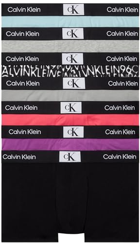 Calvin Klein Herren 7er Pack Boxershorts Trunks Baumwolle mit Stretch, Mehrfarbig (Stg Hblkcl Cldlgrck96 Prt_Blk), XL von Calvin Klein