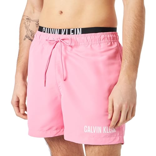 Calvin Klein Herren Badehose Medium Double Mittellang, Rosa (Sachet Pink), L von Calvin Klein