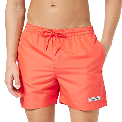 Calvin Klein Herren Badehose Medium Drawstring Lang, Rot (Island Punch), XL von Calvin Klein