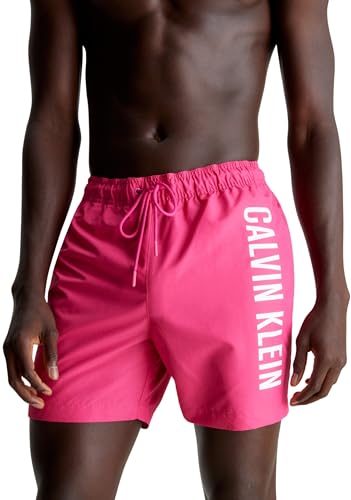 Calvin Klein Herren Badehose Medium Drawstring Mittellang, Rosa (Fuchsia Fedora), L von Calvin Klein