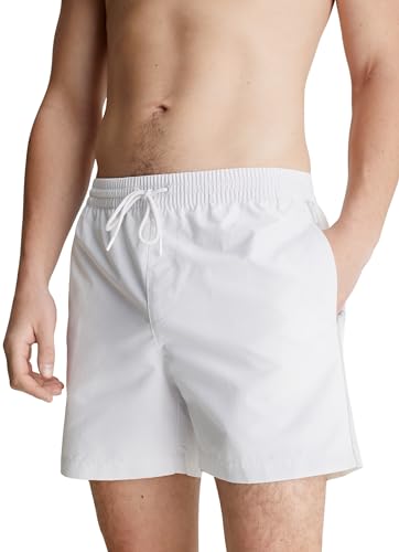 Calvin Klein Herren Badehose Medium Drawstring Mittellang, Weiß (Nimbus Cloud), M von Calvin Klein