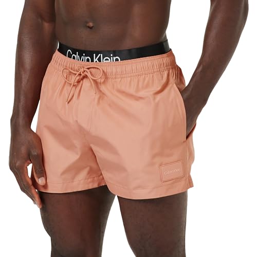 Calvin Klein Herren Badehose Short Double Waistband Kurz, Orange (Clay Pink), L von Calvin Klein