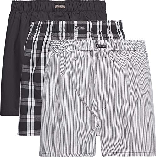 Calvin Klein Herren 3er Pack Boxershorts Lang, Mehrfarbig (Blk/Morgan Plaid /Montague Stripe), S von Calvin Klein Jeans