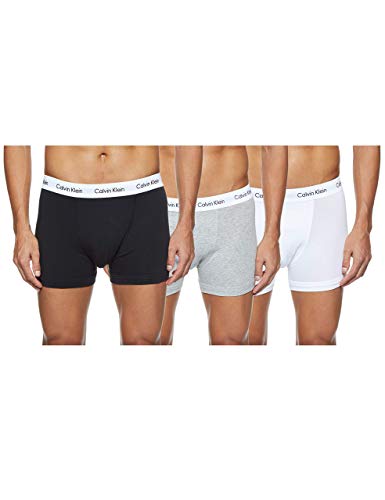 Calvin Klein Herren 3er Pack Boxershorts Trunks Baumwolle mit Stretch, Schwarz ,B-Cool Melon/Glxy Gry/Brn Belt Lg, L, Black/White/Grey Heather, XL von Calvin Klein