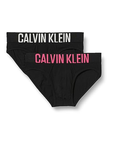 Calvin Klein Herren 2Pk 000NB2601A Hip Briefs, Schwarz (B-Celadon Tint, Fuchsia Rose Logos), S (2er Pack) von Calvin Klein