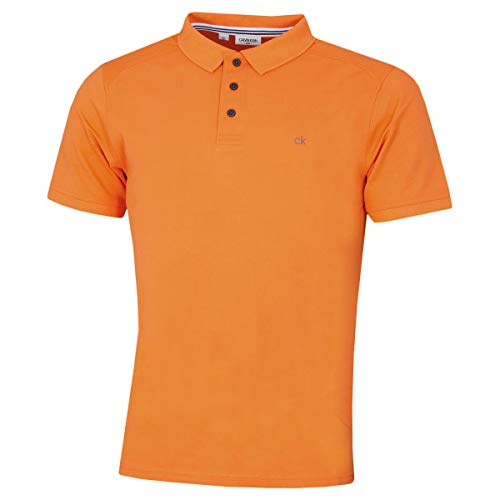 Calvin Klein Herren Campus 3 Knopf Kragen Polo Hemd - Orange - M von Calvin Klein