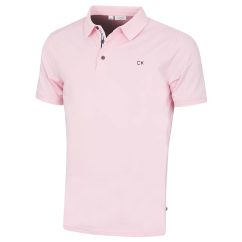 Calvin Klein Herren Campus Sport Stretch Golf Poloshirt - Baby Rosa Sport - L von Calvin Klein