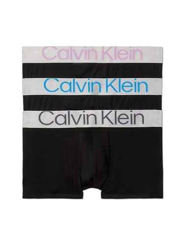 Calvin Klein Herren Low Rise Trunk 3pk 000nb3074a Niedrige Bundhöhe, 3 Stück, Multi (B-Dahlia LG, Cloisonne, Grey Sky), M von Calvin Klein