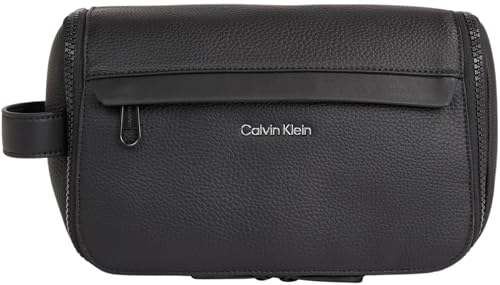 Calvin Klein Herren Kulturbeutel Kunstleder-Mix, Schwarz (Ck Black Pebble), Einheitsgröße von Calvin Klein