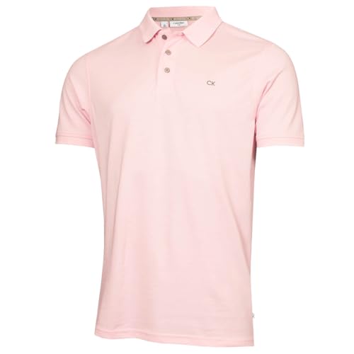 Calvin Klein Herren Planet Feuchtigkeit Wicking Superpolohemd - Baby Rosa - L von Calvin Klein