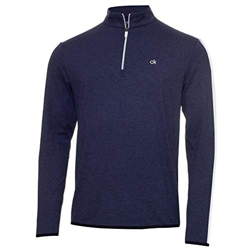 Calvin Klein Herren Pullover mit gestreiften Ärmeln Newport - Navy/Weiß - M. von Calvin Klein