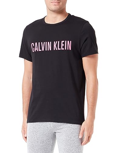 Calvin Klein Herren S/S Crew Neck 000NM1959E T-Shirt, Schwarz (Black W/Fuchsia Rose), S von Calvin Klein