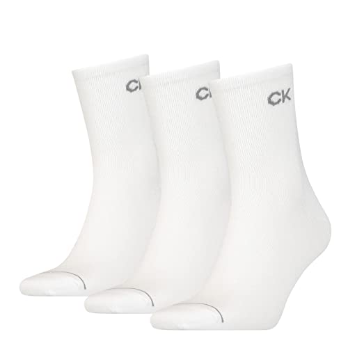 Calvin Klein Herren Short sock Calvin Klein Men's Quarter Socks 3 Pack, Weiß, Einheitsgröße von Calvin Klein