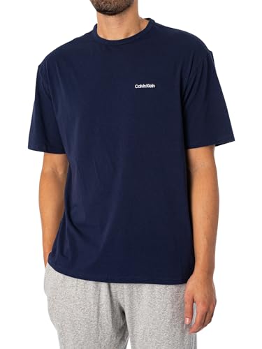 Calvin Klein Herren T-Shirt Kurzarm Rundhalsausschnitt, Blau (Blue Shadow), S von Calvin Klein