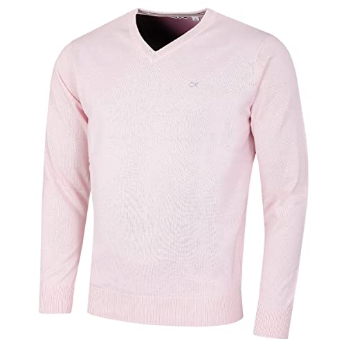 Calvin Klein Herren V-Ausschnitt Soft Cotton Pullover - Rosa - XXXL von Calvin Klein
